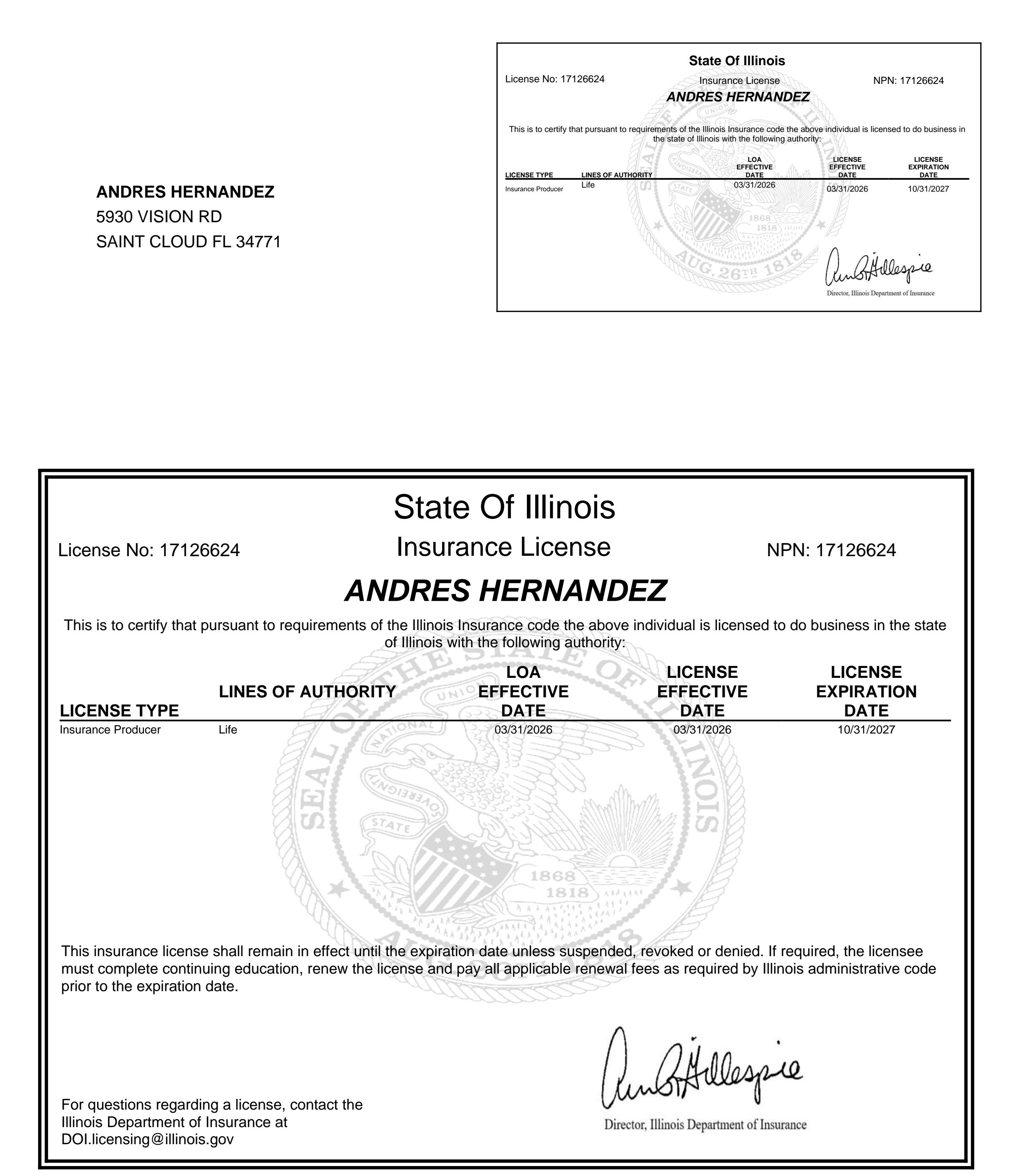 Licencia de seguros - Illinois